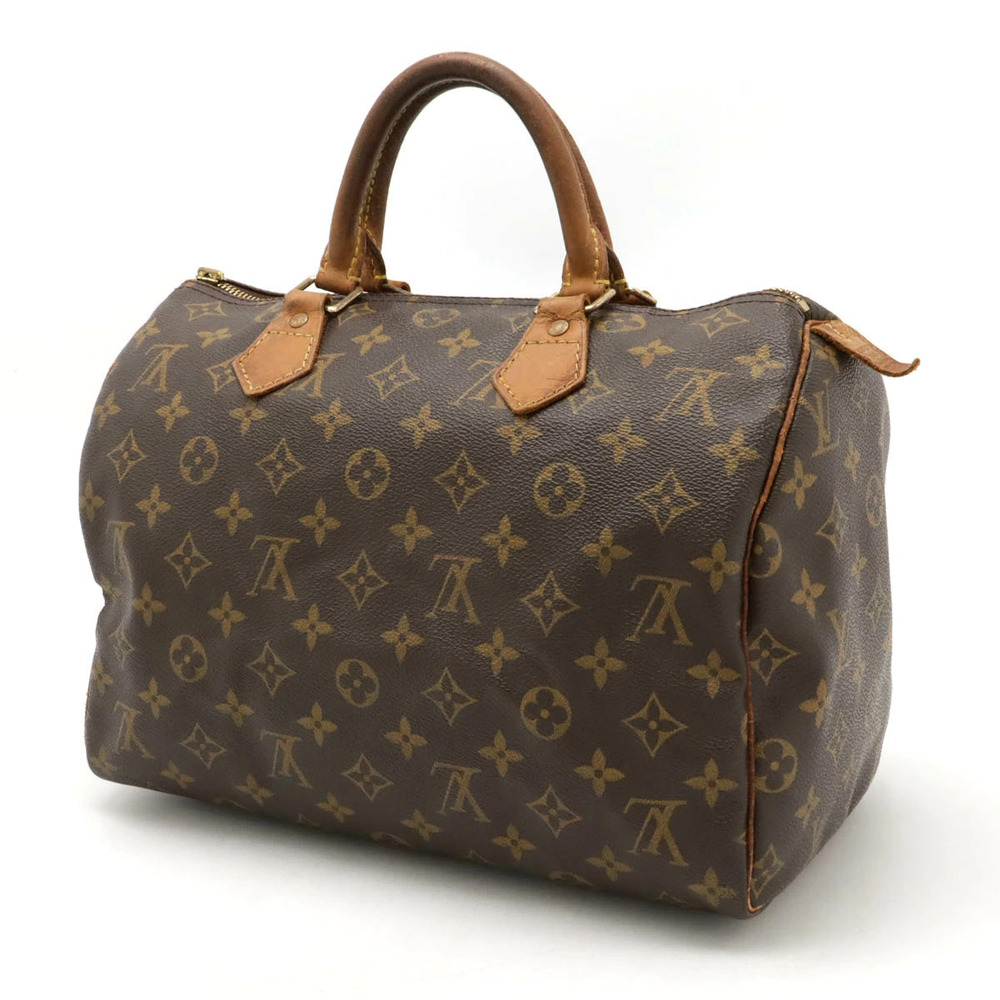 Louis Vuitton Monogram Handbag Bag Speedy Boston Brown